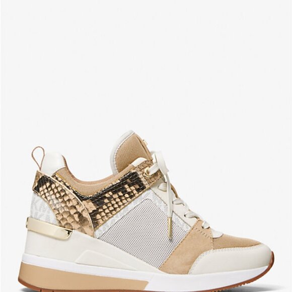 Michael Kors GEORGIE MIXED-MEDIA TRAINER Color Camel - Picture 2 of 4